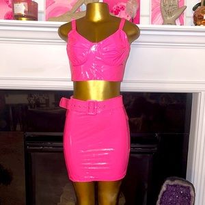 Barbie Pink Vinyl Skirt Set